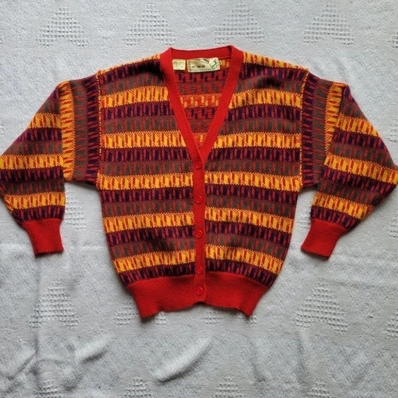 Sweet Baby Jane, Red Colorful Button  up Knit Cardigan - Picture 5 of 13